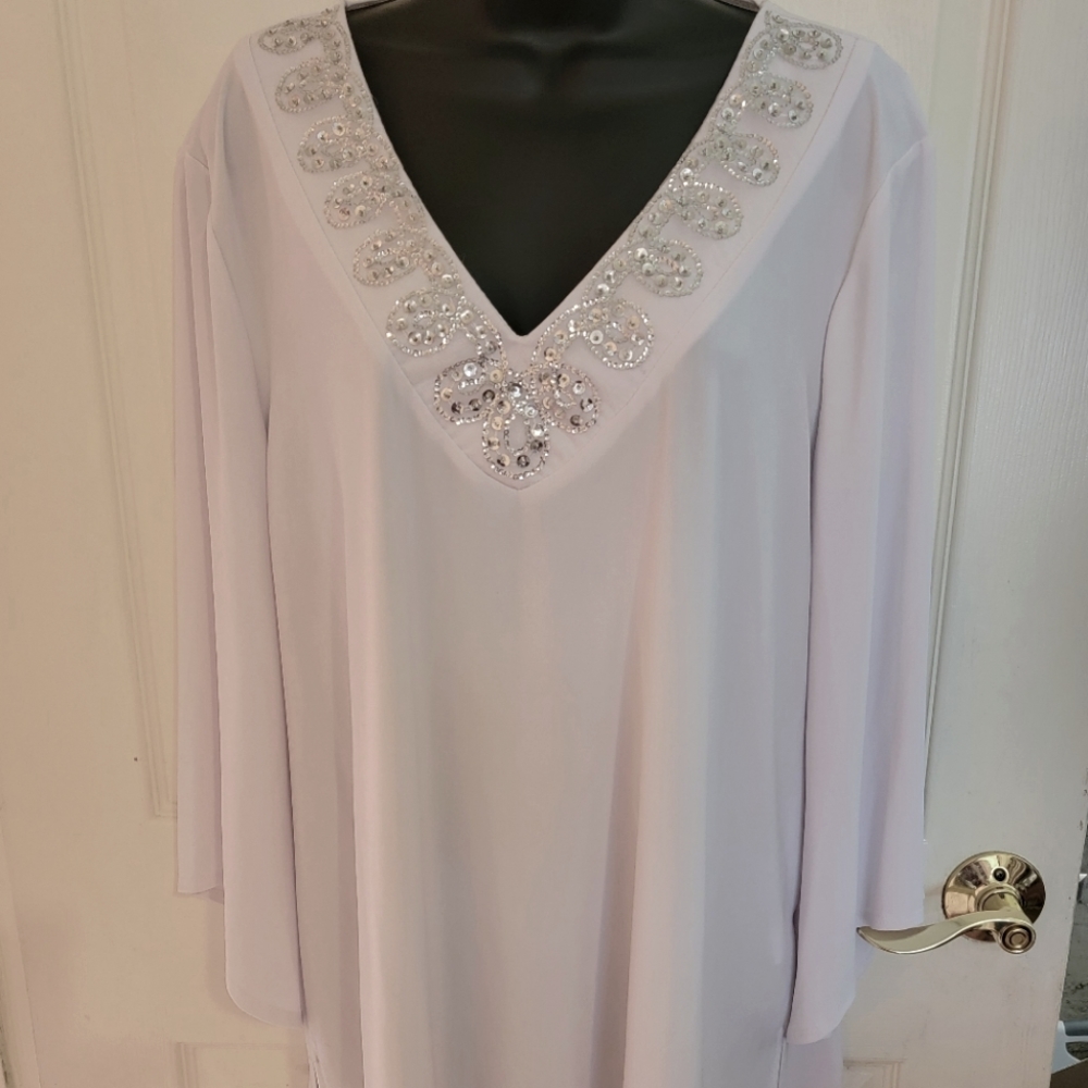 Slinky brand soft white tunic with bling